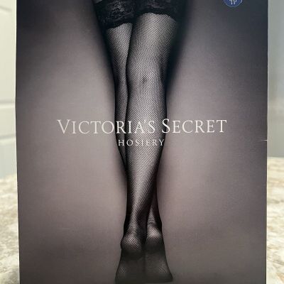 Victorias Secret Very sexy LACE TOP FISHNET THIGH HIGHS BLUE Stocking XS New!